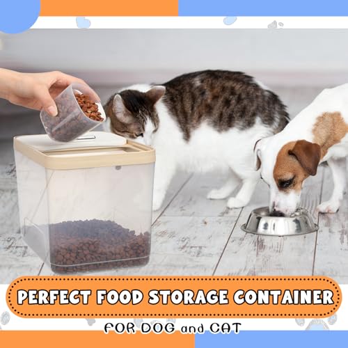 Teenyyou 2 Pack Airtight Dog Food Storage Container, Up to 10 Lbs, Pet Cat Food Container Clear Storage Bin with Measuring and 2 Scoops for Dog Cat Bird and Other Pet