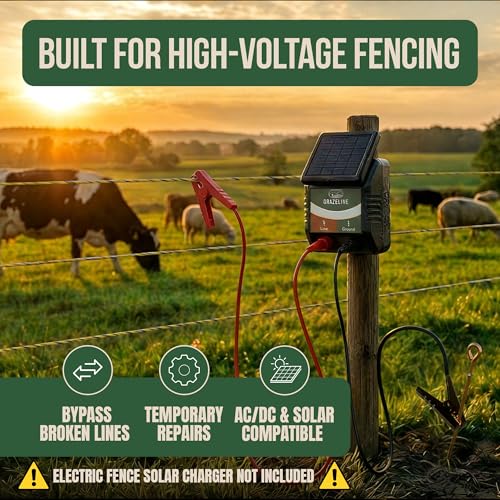 Electric Fence Jumper Leads with Alligator Clips, 6.6ft, 10,000V - 1 Set | Tinned Copper Wire Connectors with Premium TPU Insulated Cables for Fence Energizer and Solar Charger - size: 1 Set (Red + Black Leads)