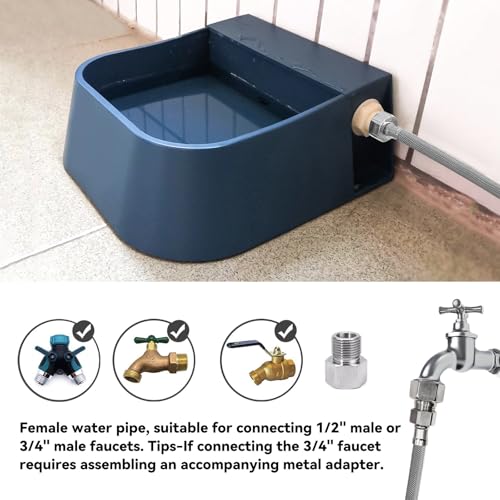 LESYPET Dog Automatic Water Dispenser with Hose, 68 oz Outdoor Dog Drinking Water Bowl for Chicken Livestock, Auto Filling Waterer for Pets & Livestock - size: 68 oz - Bowl with Hose