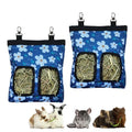 RIOUSSI Guinea Pig Hay Feeder, Hanging Rabbit Hay Feeder Bag.BlueFlower,2Ct | Upgraded Double Layer Fabric | Bite Resistant | Cleaner Hay & Less Mess | Small Animal Hay Holder for Bunnies & Chinchillas - color: Blueflower-2pack