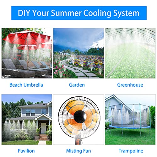 Misting System, 32.8FT Cooling Line Kit with 10 Brass Mist Nozzles, Outdoor | Outdoor Mister Kit With Hose Connector For Patio, Garden And Greenhouse Cooling. Fine Mist Spray System For Summer Use. - size: Misting Cooling System 32.8ft(10M)