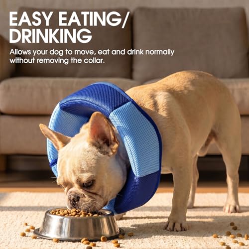 Dog Cone - Soft Cone for Dogs to Stop Licking, Pet E-Collar Alternative After Surgery, Adjustable Pet Recovery Collar for Wound Healing, Dark Blue Medium - color: Dark Blue, size: Medium