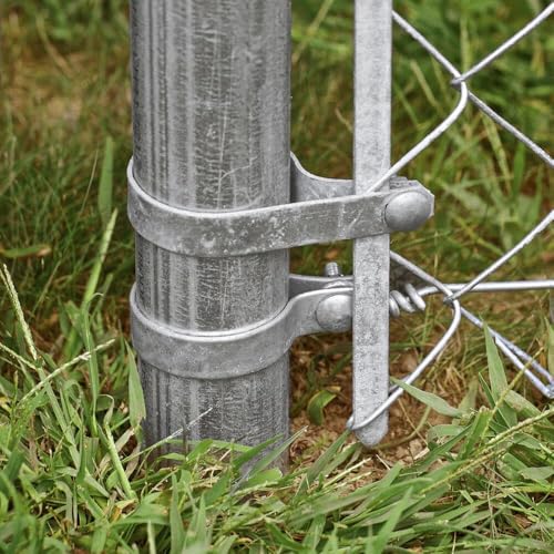 Galvanized Steel Chain Link Tension Band, Durable Steel Chain Link Fence Hardware, Rust-Resistant, Easy Install, Includes Required Bolt (3, 1-3/8") - size: 1-3/8"