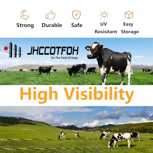 Polywire Electric Fence 500 Meters 1650 Feet 6 Stainless Steel Strands for Excellent Conductivity and Rust Resistance Black and Yellow - size: 1650 Feet