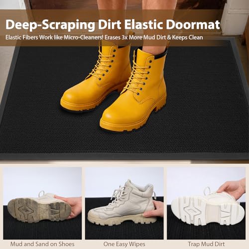 Front Door Mat Outside Entrance Entry Welcome Doormat 32"x48" Black Large | Heavy-Duty Dirt Trapper Non Slip Rubber Entrance Doormats for Entryway Porch Garage 3D Mesh Stain Resist All Season & Weather - color: Black, size: 32"x48"