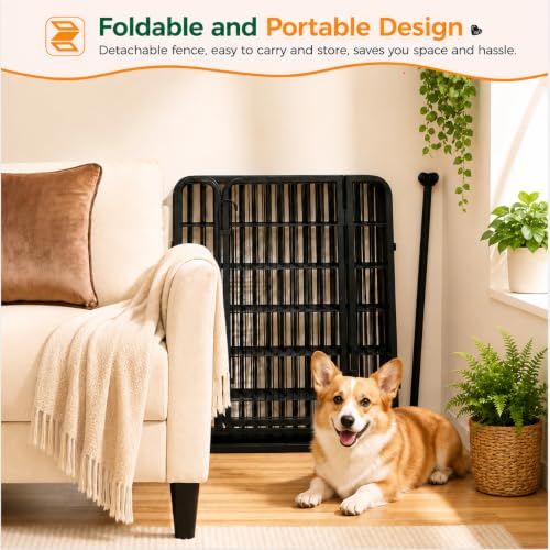 Yaheetech Dog Playpen 32in 16 Panels Pet Fence for Indoor Yard RV Camping | Easy Setup, Heavy Duty Rustproof Frame with Secure Latch Door, DIY Layouts,Foldable Storage, for Small & Medium Dogs - size: 32"