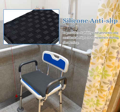 REEZEIVI Shower Seat Cushion,Silicone Non-Slip Base for Elderly & Disabled | Raised 4D mesh shower pad, soft breathable, washable quick dry, silicone non-slip bottom - size: grey-green