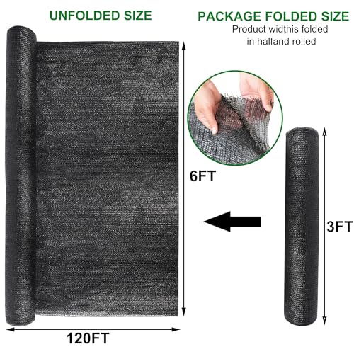 winemana 120x6 FT Outdoor Shade Cloth for Garden & Plants - 40% Large Black Mesh Tarp, UV Resistant Woven Shade Fabric for Greenhouse Farm Row Cover Vegetables Sun Protection Poultry Run - size: 40%-6 FT x 120 FT