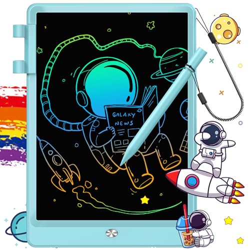 FLUESTON LCD Writing Tablet for Kids, 10 Inch Doodle Board, Colorful Drawing Pad for Toddler, Educational Travel Toy Gifts for 3-8 Year Old Girls Boys, Erase Lock Writing Board - color: Delightful Dolphin Blue, size: 11"W x 7.5"H