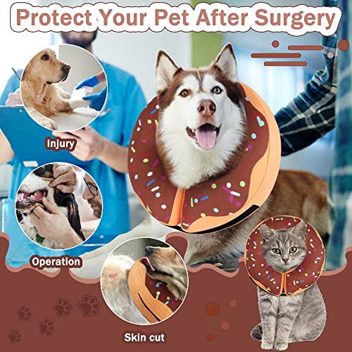 Recovery Donut Collar for Dogs & Cat,Inflatable Dog Cone Collar Alternative After Surgery,Soft Dog Cone for Large Medium Small Pet, Adjustable Pet Neck Donut(Brown,X-Large) - color: Brown, size: XL（neck 18"-23"）