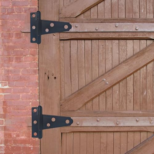6PCS 2" Heavy Duty T-Strap Hinges, Black Rustic Iron Hinge, Rustproof Gate Tee Hinges for Outdoor Sheds, Barn Doors & Wood Fences-Thickness 1mm - size: 2 Inch