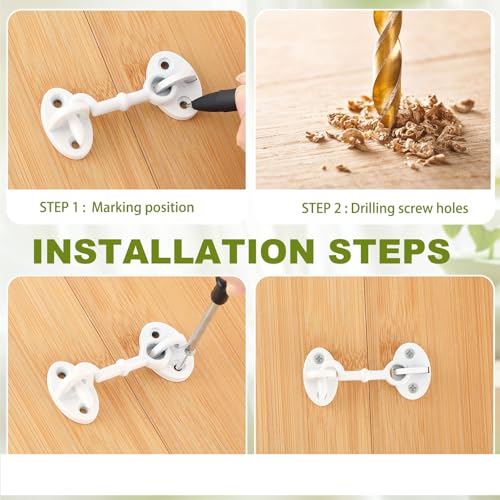 1 Piece 2.75 Inch Brass Hook and Eye Latch Gate Door Latch, White | Cabin Hook Lock Door Lock Hardware Best for Window, Sliding, Shed, Fence, Gate, Cabinet, Bathroom, Closet - color: White, size: 2.75 Inch