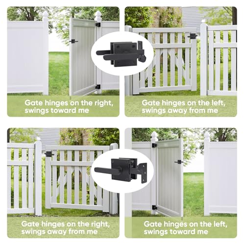 BARNSMITH Gate Latch, Heavy Duty Double Side Gate Latches, Matte Black Fence Latch, Garden Door Latch, Pool Gate Latch, Right Swing - size: GL01-R