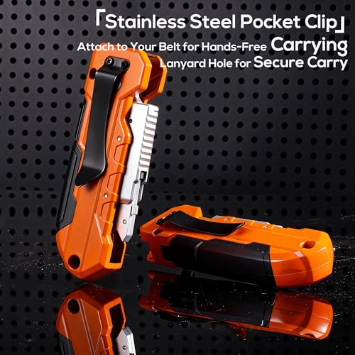 REXBETI 2-in-1 Utility Knife & Scraper, Zinc Alloy Body, Blade Storage