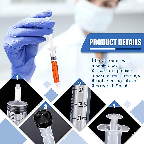 Zhengmy 100 Pack Bulk Plastic Syringe with Slip Tip, 3 ml