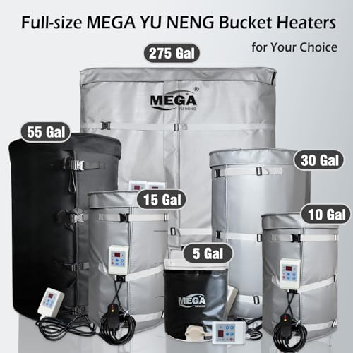 Metal Drum Heater,Industrial Grade/Weather Resistant Drum Heating Blanket,30 Gallon Bucket Heater Fixed Thermostat 212℉,Insulated Bucket Warmer with 10-Hour Timer - size: 30Gal