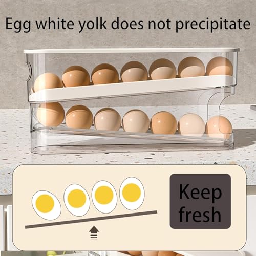 Auto Rolling Egg Holder for Fridge, Egg Dispenser/Organizer/Storage/Container with Lid for Refrigerator, Sturdy and Durable Space-Saving Egg Tray for 12 Large Eggs - size: 1pcs