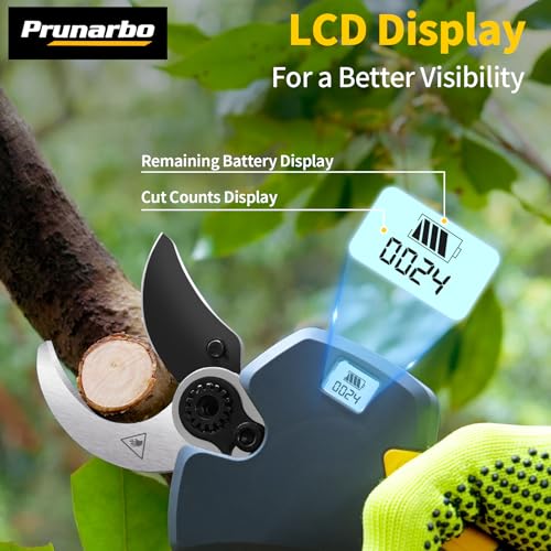 2-in-1 40mm 1.6inch Cordless Pole Pruner & Electric Pruning Shears | Includes Extension Pole & 2×2000mAh Batteries, Reach 14.7FT High Branches Without a Ladder for Orchards, Gardens & Tree Care - style: PR-E40-Set