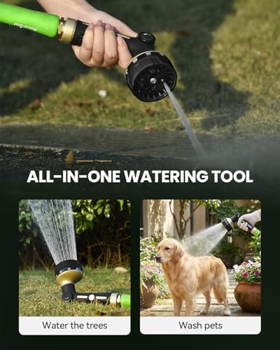 RAINPOINT Garden Hose Nozzle - 100% Heavy Duty Metal Thumb Control Spray Nozzles for Garden Hose High Pressure, 10 Pattern Water Hose Nozzle for Car Wash, Watering Lawn, Pets, Midnight Black - color: Midnight Black