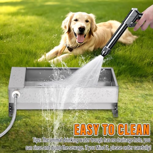 Automatic Livestock Water Trough Large Capacity, Self Filling Dog Waterer | Outdoor Animal Drinking Water Bowl Dispenser with Float Valve, Stainless Steel Water Trough for Horse,Goat,Pig,Dog,Sheep