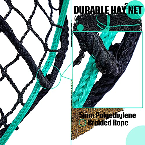 Riakrum 2 Pcs 47 x 20 x 20 Inch Large Square Bale Hay Net Horse | 5 Mm Mesh Fits 47x20x20 in Bales, Slow Feeder Cuts Waste, Black Net for Horse Mule Goat Cattle, Durable Feeding Bags