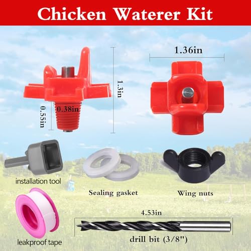 40 Pcs Horizontal Chicken Waterer Nipples with Drill Bits, Leakproof Poultry Watering System for Chicken Coop, Durable ABS Plastic & Stainless Steel, Water Saving Design for Outdoor Use