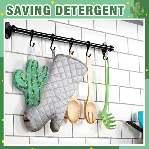 12 Pcs Cactus Sponge Dish Scrubber Dual Sided Non Scratch Dish Washing Scrubbers Reusable Household Cleaning Kitchen Tools for Dishwashing Washing Dishes Cookware Tubs Sinks - style: Cactus