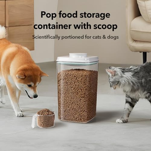 Dog Food Storage Container with 130ml Scoop – 4L/4.2qt Airtight Dog Food Container for Kibble & Treats, BPA-Free Cat Food Storage Container, Stackable Pop Lid Plastic Container with Lid (4.2Qt*4) - color: 4.2Qt*4