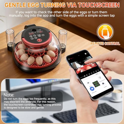 Full Automatic Egg Incubator WiFi with Camera, Automatic Egg Turner, Humidity and Temperature Control, APP Notification, Egg Candler, Smart Incubators for Hatching 12 Eggs, Chicken, Pigeon and Quail