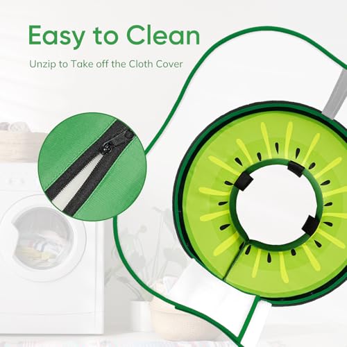 Supet Sponge Dog Cone Collar Stop Licking After Surgery, Dog Donut Collar | Adjustable Dog Recovery Collar Alternative, Detachable Shield, Soft, Comfy Cone, Neck Pillow for Small Dogs - color: Kiwi, size: S(Neck 6"-9")