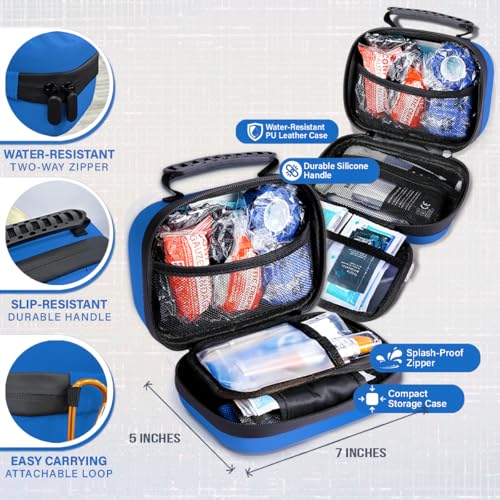 EVERLIT Pet Medic First Aid Kit | Vet-Approved Animal Care Kit with 95 Pcs Medical, Outdoor & Emergency Supplies to Treat Dogs, Cats | Travel-Friendly Compact Bag for Home, Car and Travel (Blue) - color: Protector Blue