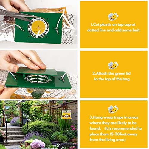 6 Pack Disposable Wasp Traps Outdoor Hanging, Bee Bags Traps for Outside | Yellow Jacket Trap, Wasp Catcher Fits Hornet, Wasps, Yellow Jacket & Carpenter Bee, Bug Flies for Patio Garden Outdoor Use - size: 6 Pack-A2