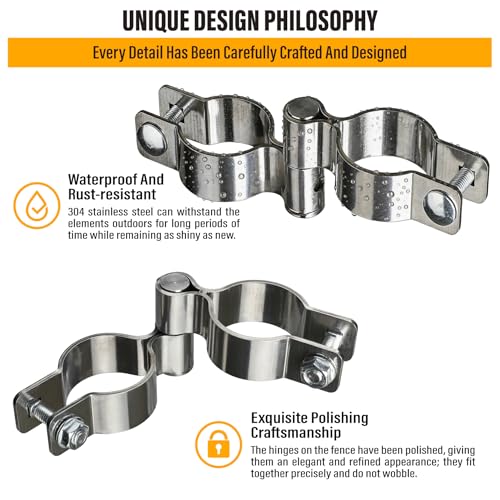 2 Pack 1-5/8" x 1-5/8" Chain Link Fence Gate Hinge, 304 Stainless Steel Heavy Duty Male Female Post Hinges with Bolts and Nuts - color: 1-5/8", size: 1-5/8 Inch
