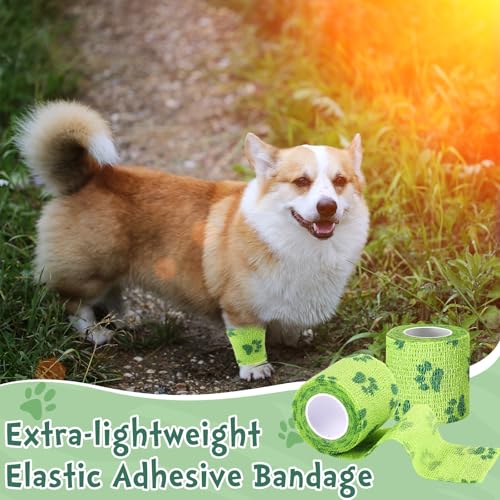 Geiserailie 6 Rolls No Chew Bandage for Dogs Self Adhesive Non-Woven Bitter Bandage Wrap for Dogs' Legs Paws Wounds Cats Animal, Green(2 Inches X 5 yd) - size: 2 Inches X 5 Yd