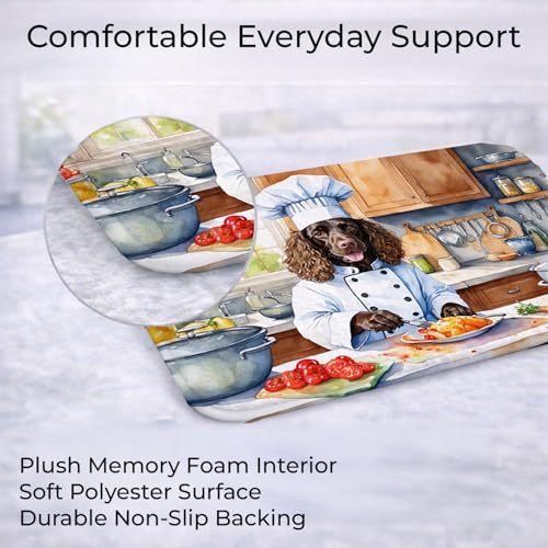 Caroline's Treasures American Water Spaniel The Chef Memory Foam Kitchen Mat Machine Washable Anti-Fatigue Mat Cushion Comfort Bath Mat or Kitchen Rug - color: American Water Spaniel 6190