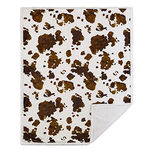 Indigo Hill by HiEnd Accents Elsa Cow Print 54x68 Sherpa Throw Blanket | Brown Cowhide Pattern, Rustic Western Style, Animal Print Fleece Blanket for Camping, Outdoor, Couch, Sofa, or Bed - color: Elsa Cow Print Brown