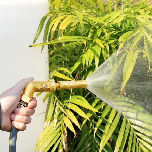Adjustable Brass Hose Nozzle with 45-Degree Switch Valve - 3/4 GHT Thread High Pressure Sprayer for Car Washing, Garden Irrigation & Daily Cleaning - color: Sprinkler+Nozzle+Valve B