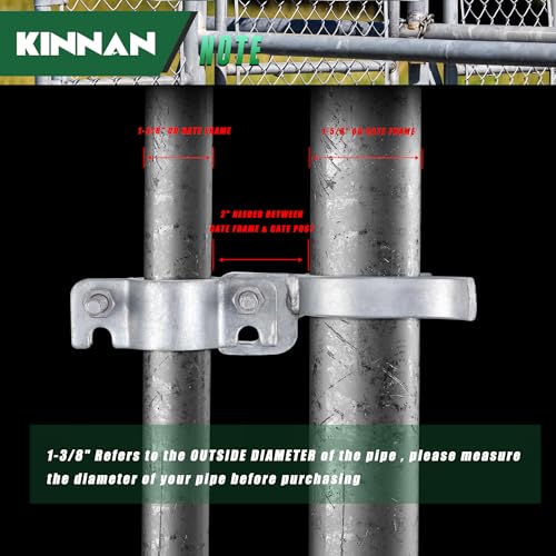 KINNAN Chain Link Gate Latch 1-3/8" x 1-5/8", Chain Link Fence Gate Fork Latch with Padlock Hole, Galvanized Farm Fence Latch Lock to Gate Post,Bolts & Nuts Included - size: 1-3/8" X 1-5/8"