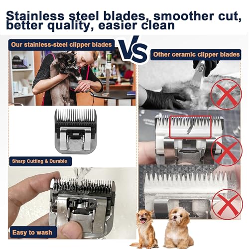 Detachable Steel Pet Dog Clipper Blades, Size-4F, Compatible with Andis Cut Length 3/8" - size: 4F: 3/8" (9.5mm) Black
