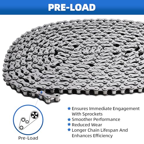 #41 Roller Chain 20 Feet for Electric Gate Openers with 8 Connecting Links, Carbon Steel Chains for Automatic Sliding Gate Opener Operator Garage Hanger Door Go Karts ATVs Dirt Bikes - size: 20 Feet