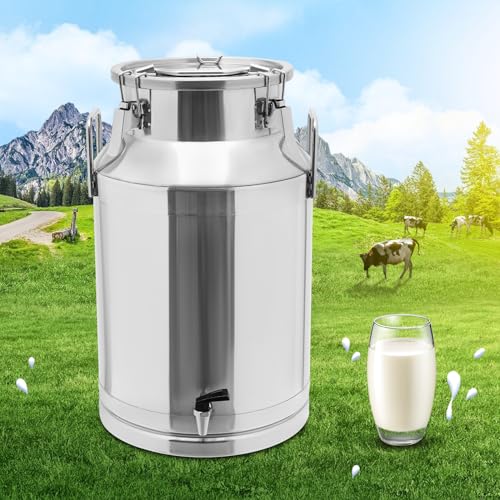 40L/10.57Gal Stainless Steel Milk Can 201 Stainless Steel Milk Jug Sealed Bucket Wine Pail Bucket Milk Can Liquid Storage Container w/Faucet & Sealed Lid for Milk Wine Water Liquid - size: 40L|w/Faucet|201