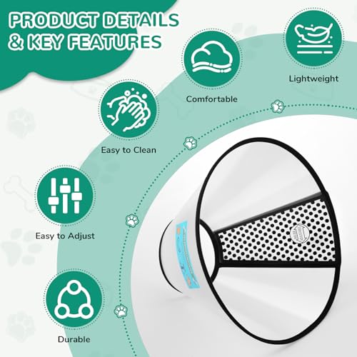 GLADOG Soft Dog Cone Collar – 3 Similar Sizes per Set (S/M/L) for Better Fit, XL Single Size – Cone for Dogs to Stop Licking, Adjustable E Collar for Dogs After Surgery, Elizabethan Collar for Dog - size: L（Large Dog）