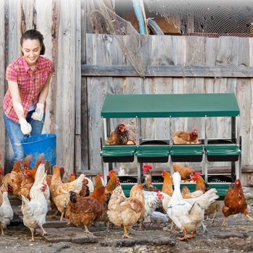 Garvee Chicken Nesting Boxes, 8 Hole Metal Chicken Laying Box with Removable Trays and Roll Out Egg Collection for Chicken Coop, with Metal Legs, Green - color: red, size: 8 Holes with Legs