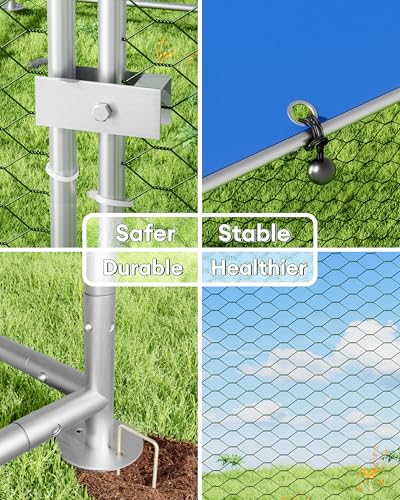 BUCATSTATE Large Metal Chicken Coop 6.6FT x 9.8FT x 6.6FT, Outdoor Walk-in Poultry Cage for 9-13 Hens, Predator Resistant Chicken Run with Thick Waterproof PE Cover & Dual Lock Doors