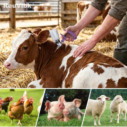 5ml Continuous Self-Refilling Livestock Syringe, 10 Needles Included | Adjustable dosage from 0.5ml to 5ml Veterinary Injection Gun for Chicken, Duck, Pig, Sheep, Cow Poultry - color: Purple
