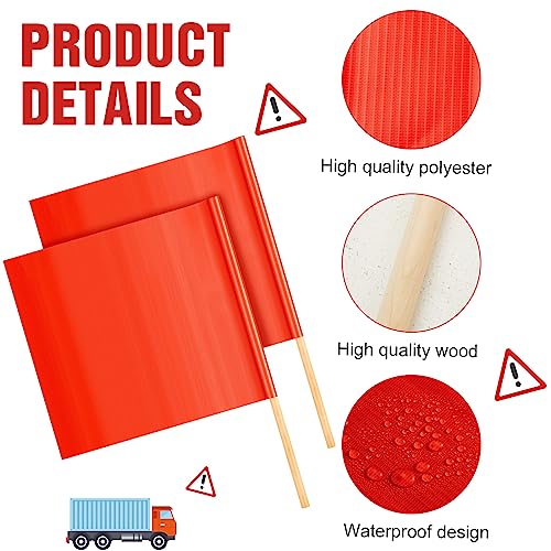 Kinlop 10 Pcs 24" x 24" Safety Flag Traffic Warning Flag with 35'' Wooden Dowel for Trucks Trailer and Pedestrian Crossings Construction Sites (Classic) - style: Classic