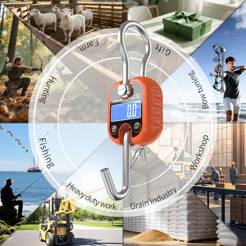 Hanging Scale Handheld 440lb/200kg Crane Scale Luggage Scale,with ABS Plastic case & Big LCD Display, Portable Digital Mini Crane Scale Fishing Scale,for Gym,Hunting,Travelling - color: Orange(440lb/200kg)