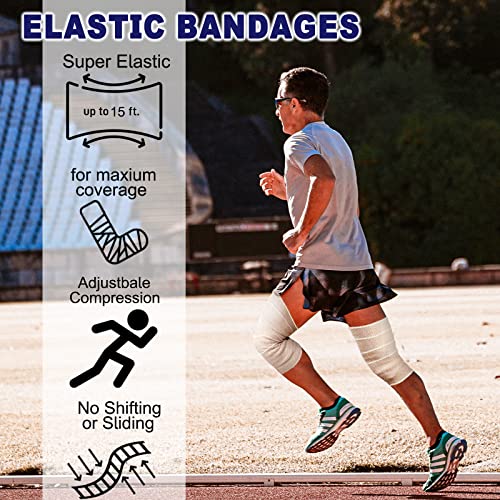 24 Pack Elastic Bandage Wrap 6” Bandage Wrap with Hook and Loop Closure on Both Ends Self Adhesive Bandage Wrap for Sports, Medical, and Injury Recovery - size: 6 Inch
