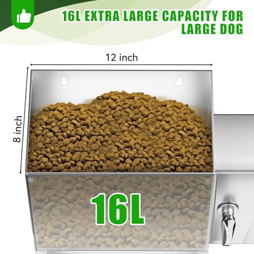 Chipak 16L Large Automatic Dog Feeder with Timer, Stainless Steel Pet Food Dispenser W/Programmable Feeding Schedule for Large Breed Dogs or Cats