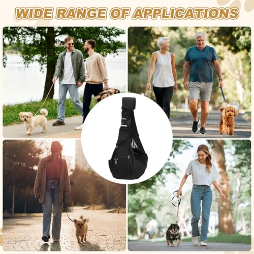 Dog Sling Carrier for Small Dogs and Cats Up to 16.5 Lbs, Breathable with Shoulder Pad Pet Crossbody Shoulder Bag, (Black, 1 Pcs) Intended for Outdoor/Camp/Travel - color: Black